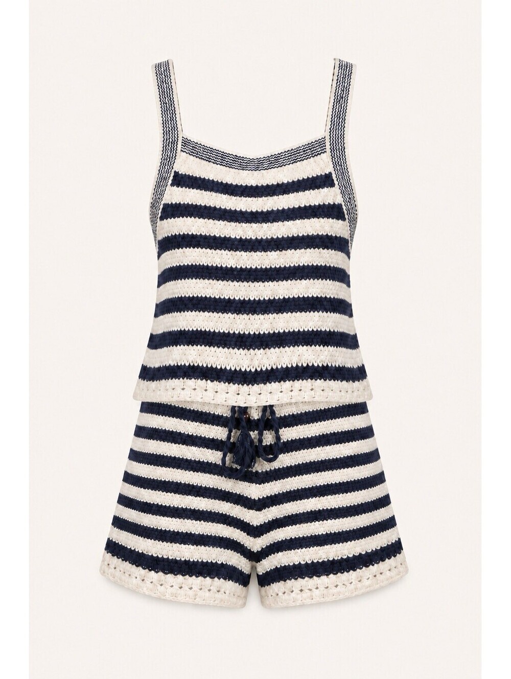House Of Harlow 1960 Blue White Crochet Two Piece Set Tank Top Shorts Size M